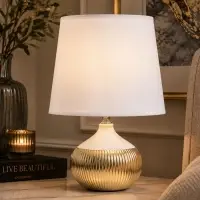 Лампа настольная RISALUX &laquo;Брон&raquo;, Е14, 40 Вт, бело-золотистая, 18&times;18&times;27 см