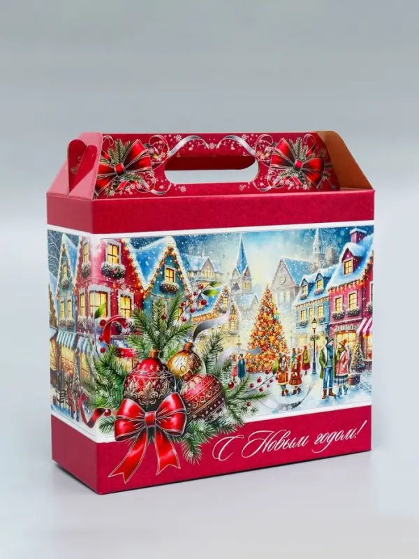 Коробка подарочная новогодняя «Рождественский город» 34×14×35.5 см Коробка подарочная новогодняя «Рождественский город» 34×14×35.5 см