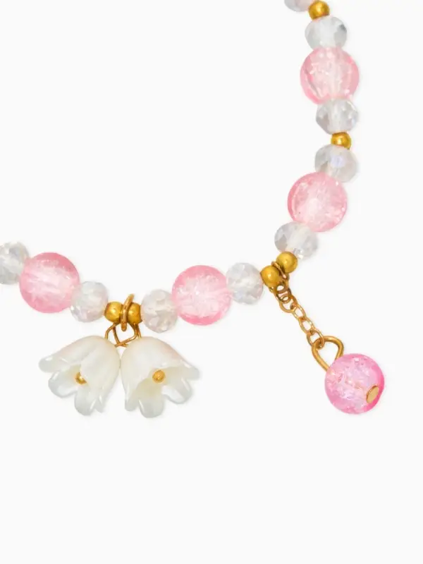 Браслет детский "Выбражулька" ландыши, цвет розово-белый в золоте