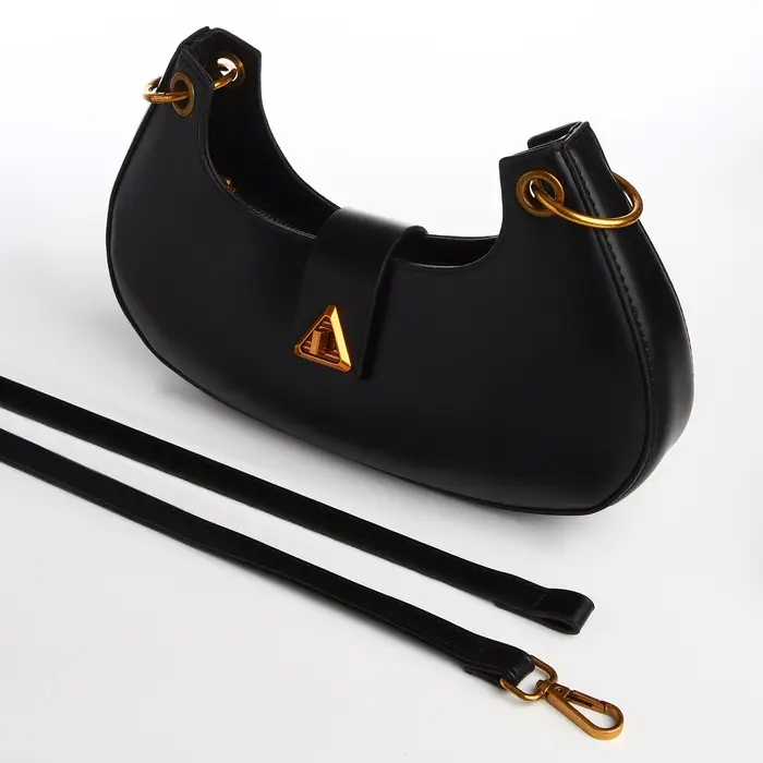 Сумка женская багет TEXTURA на молнии, 30&times;5&times;17 см, чёрная