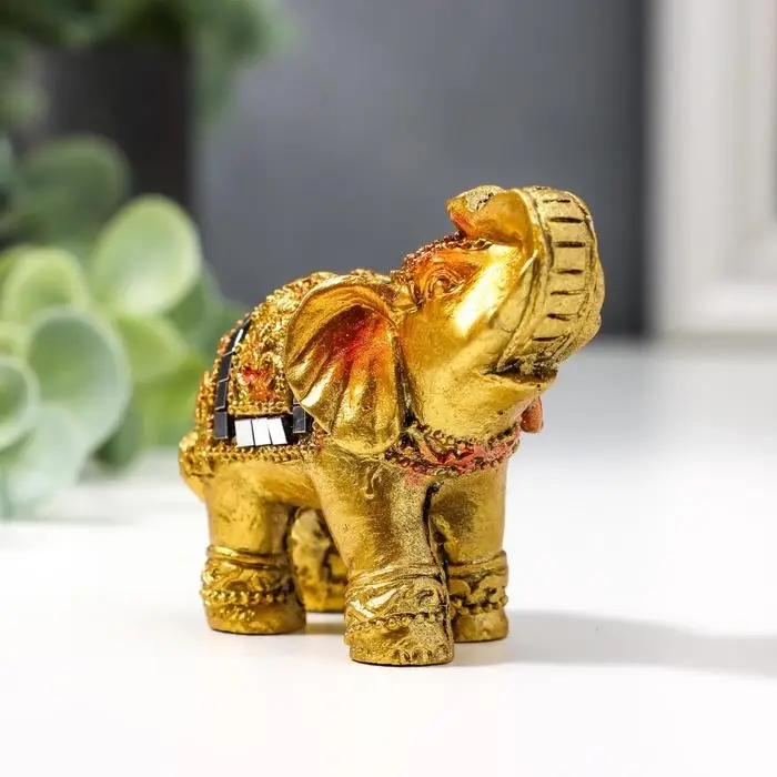 Фигурка полистоун «Золотой слоник с мозаикой из зеркал», 5.2×6×3 см Фигурка полистоун «Золотой слоник с мозаикой из зеркал», 5.2×6×3 см