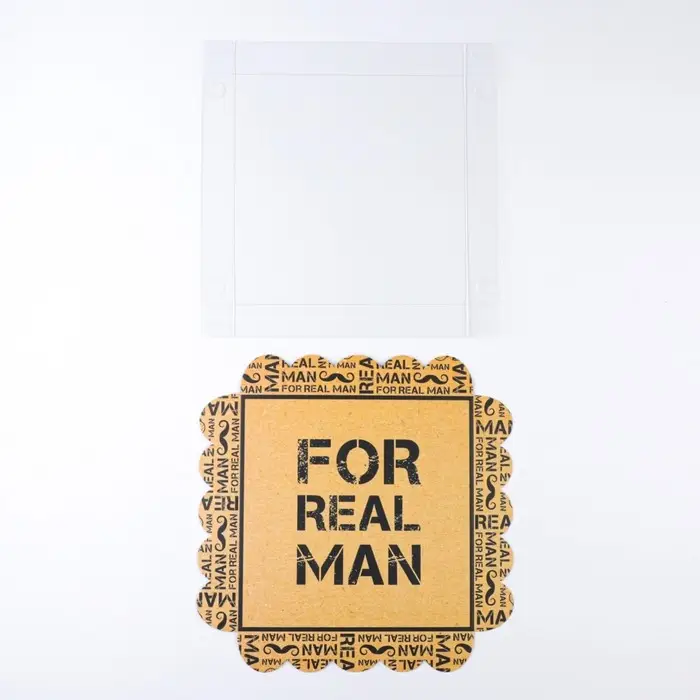 Коробка для печенья, кондитерская упаковка с пластиковой крышкой, «Для настоящего мужчины», 18 х 18 х 3 см