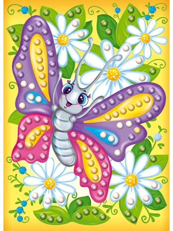 Набор для творчества. Аппликация бусинами "Бабочка" (180х250 мм, европодвес)