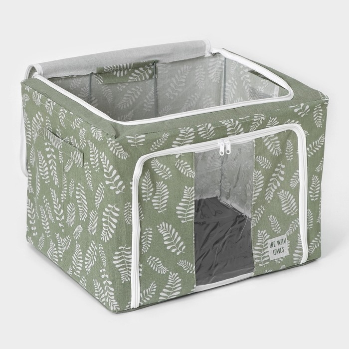Кофр для хранения вещей Доляна Leaves, 50×40×33 см, 66 литра, цвет зелёный Кофр для хранения вещей Доляна Leaves, 50×40×33 см, 66 литра, цвет зелёный