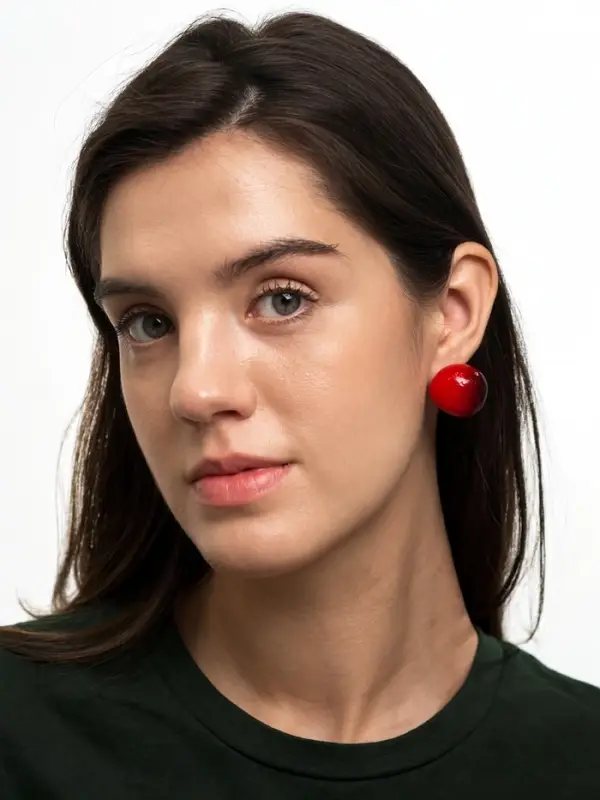 Серьги &laquo;Вишня&raquo;, красные в золоте