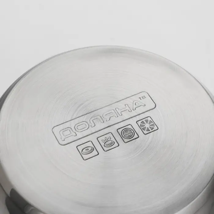 Кастрюля Доляна &laquo;Роскошь&raquo;, 2.2 л, d=19 см, со стеклянной крышкой, капсульное дно, нержавеющая сталь, хромированная