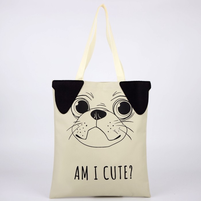 Сумка шопер «Песик», 35×0.5×40 см, бежевый