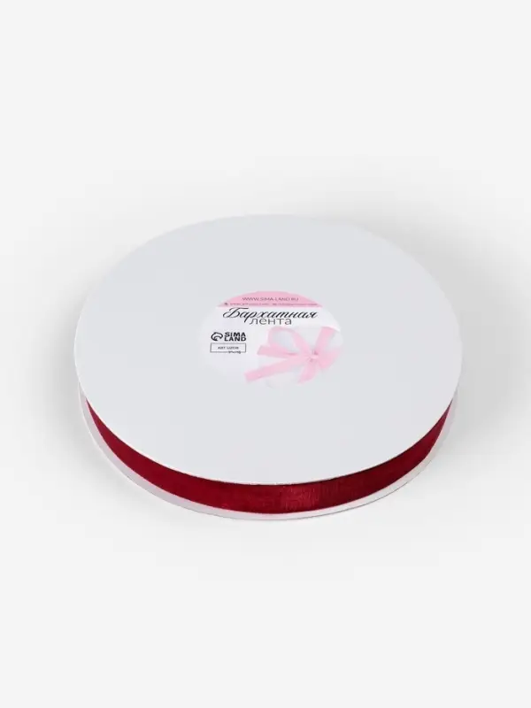 Лента бархатная, 20 мм, 18&plusmn;1 м, бордовая №46