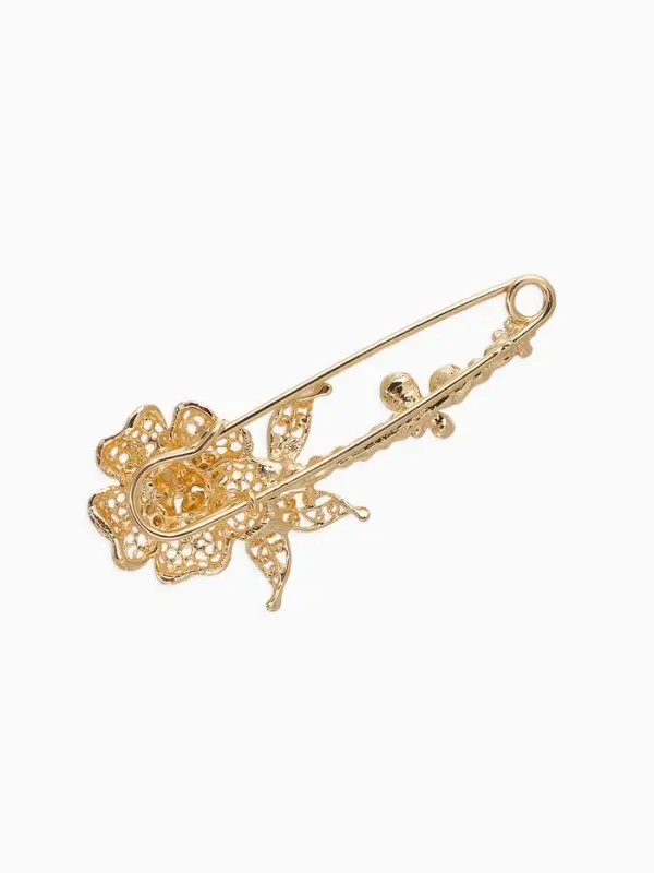 Булавка &laquo;Цветок&raquo;, ажурная композиция, 8 см, белая в золоте