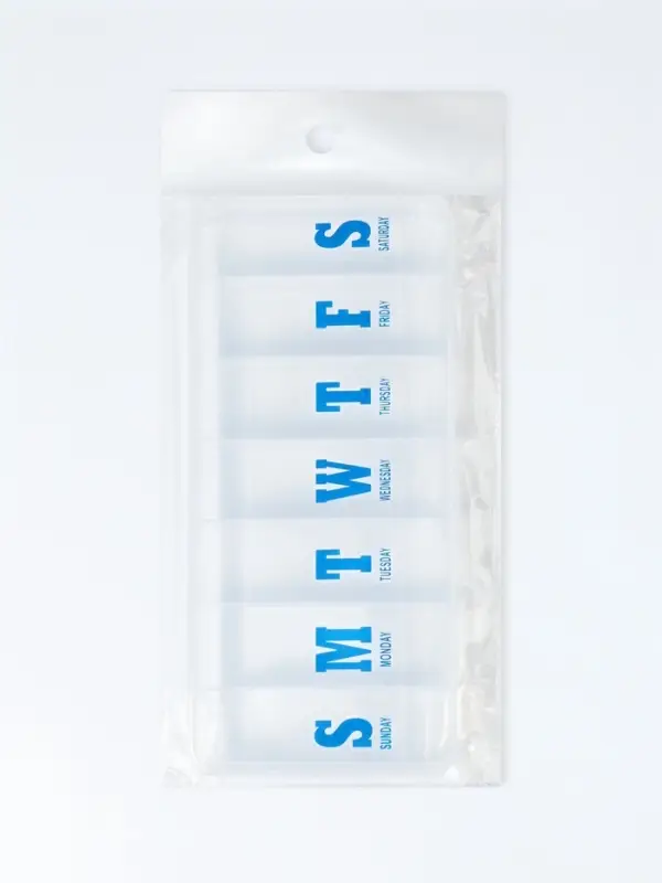 Таблетница &laquo;Неделька&raquo;, английские буквы, 21&times;9.5&times;3 см, 7 секций, прозрачная
