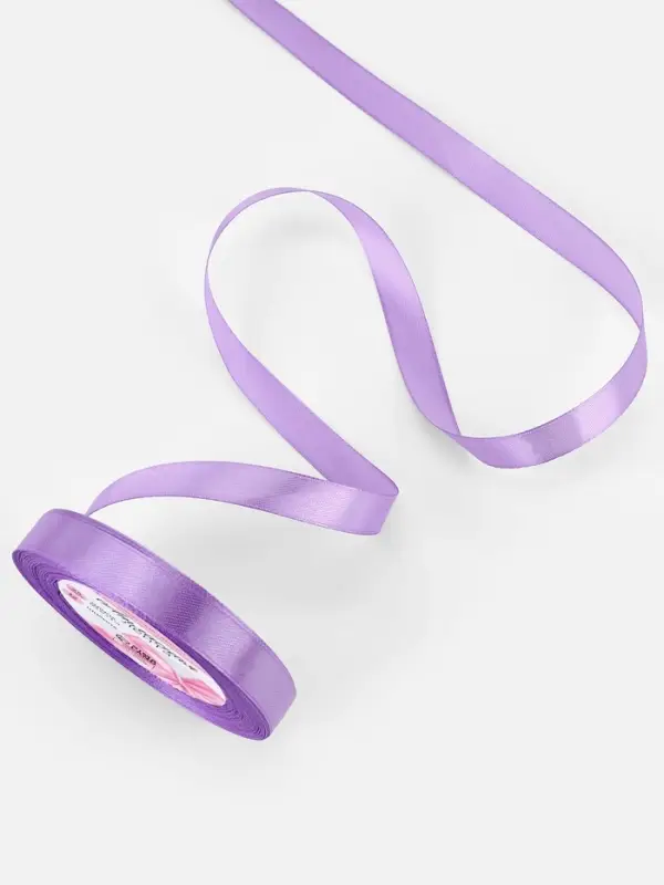 Лента атласная, 12 мм, 23±1 м, сиреневая Лента атласная, 12 мм, 23±1 м, сиреневая