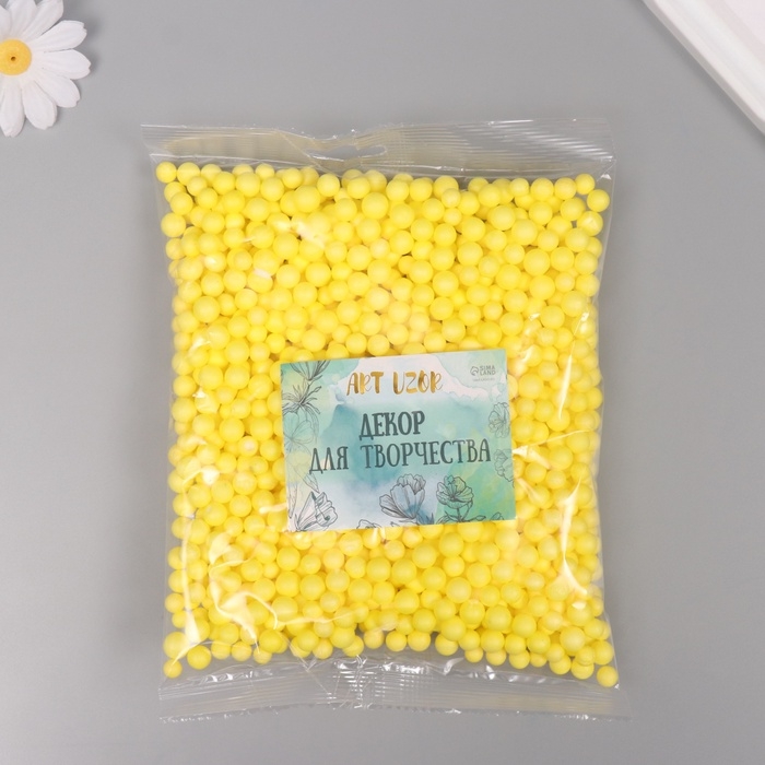 Декор для творчества пенопласт "Ассорти шариков" жёлтый набор 10 гр