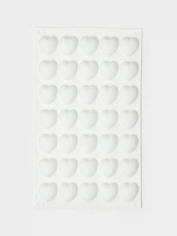 Форма для муссовых десертов и шоколада KONFINETTA &laquo;Сердца&raquo;, силикон, 29.7&times;17.3&times;1.5 см, 35 ячеек (2.7&times;2.5 см), белая