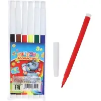 Фломастеры 6 цветов Calligrata, невентилируемый колпачок