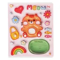 Тетрадь 12 листов в узкую линию на скрепке Inflated, обложка мелованный картон, ВД-лак, МИКС