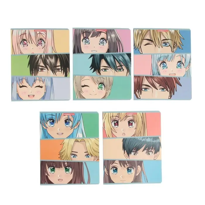 Тетрадь 48 листов в клетку &laquo;Аниме&raquo;, обложка мелованный картон, ВД лак, блок офсет, МИКС