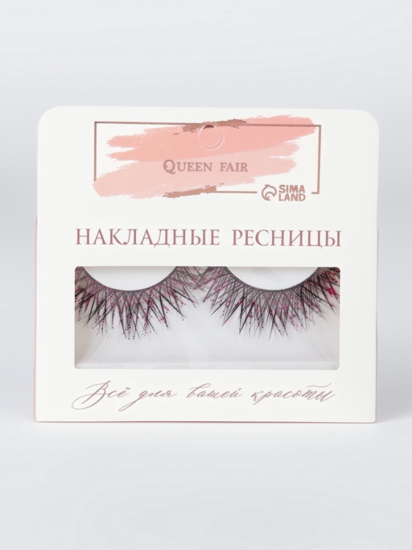Ресницы накладные блестящие розовые пластик к/короб QF Ресницы накладные блестящие розовые пластик к/короб QF