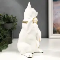Фигура керамика &laquo;Белая кошечка с пояском&raquo;, с золотом, стразы, 22.5 см