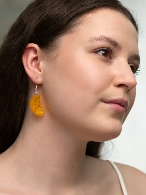 Серьги пластик &laquo;Новогодние дольки мандарина&raquo;, размер МИКС, оранжевые