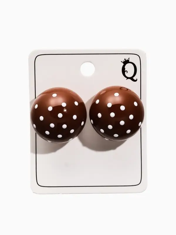 Серьги &laquo;Бусина. Шар в точку&raquo;, d=2 см, коричневые