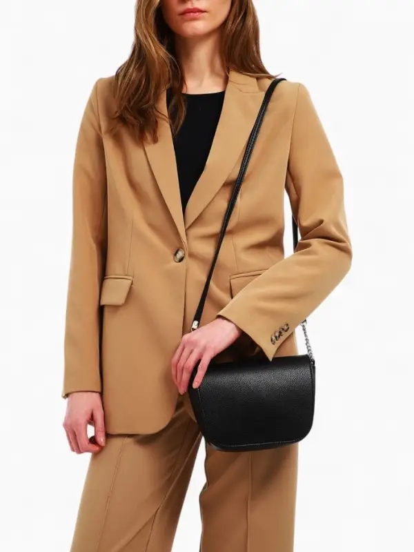 Сумка женская мессенджер TEXTURA на магните, 15&times;6&times;13 см, чёрная