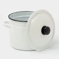 Кастрюля эмалированная, 7 л, d=25 см, с крышкой, без деколи, белая