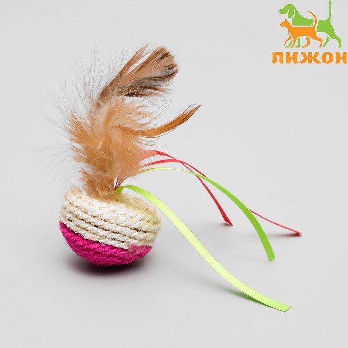 Игрушка-неваляшка из сизаля с перьями и лентами, 5,3 х 9,5 см, микс цветов Игрушка-неваляшка из сизаля с перьями и лентами, 5,3 х 9,5 см, микс цветов
