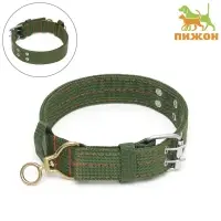 Ошейник, 65&times;4 см, ОШ 54-60 см, четырёхслойный с вертлюгом, полиэстер, зелёный