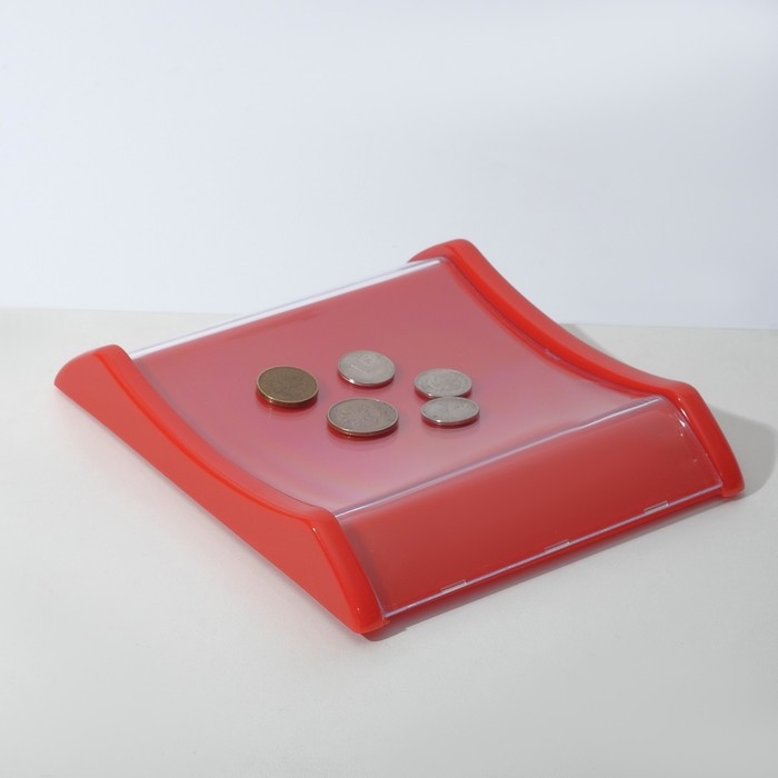 Монетница двухкомпонентная, с местом для рекламной вставки, 16,3×19,3×3, цвет красный