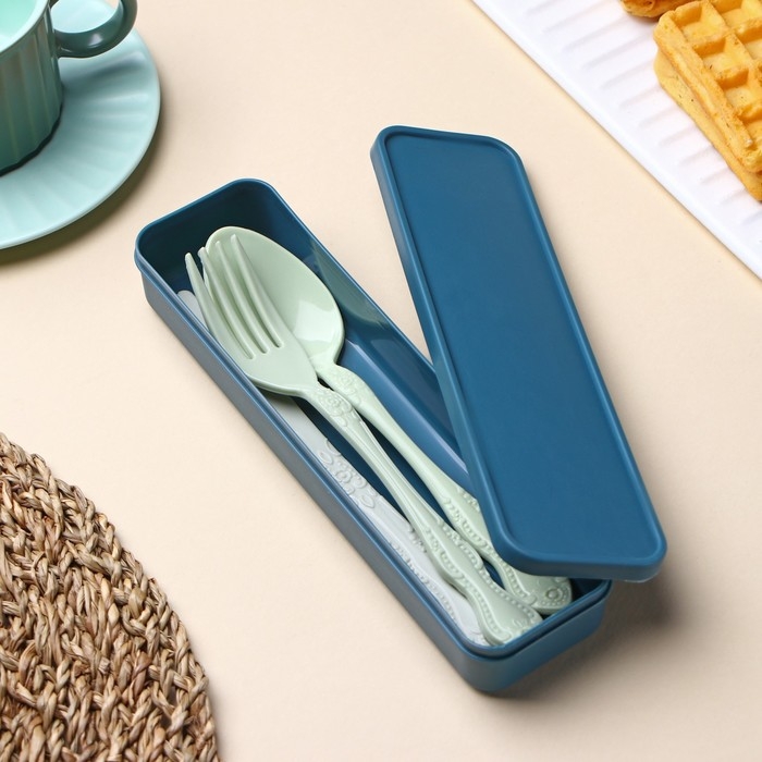 Набор столовых приборов в футляре Доляна, вилка, ложка, нож, цвет МИКС Набор столовых приборов в футляре Доляна, вилка, ложка, нож, цвет МИКС