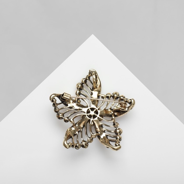 Брошь «Цветок», цвет синий в чернёном золоте Брошь «Цветок», цвет синий в чернёном золоте