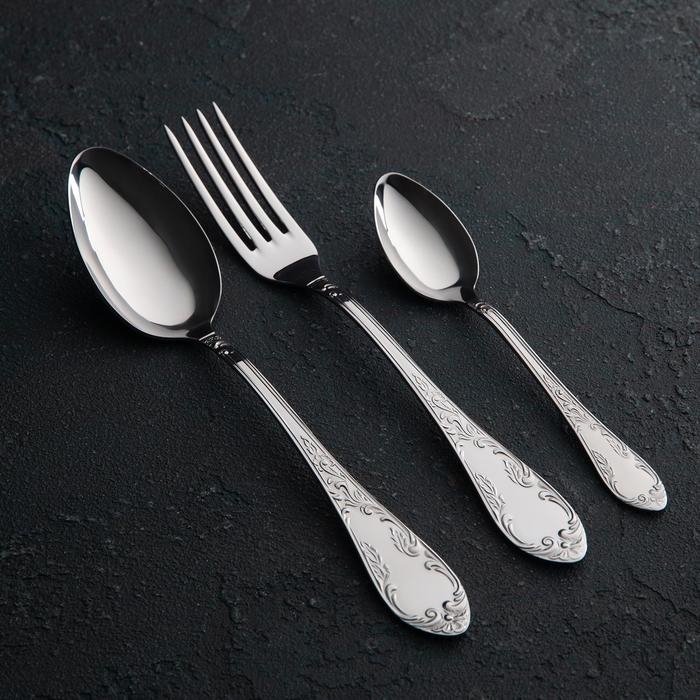 Набор столовых приборов «Посольский», 18 предметов, картонная коробка, цвет серебряный Набор столовых приборов «Посольский», 18 предметов, картонная коробка, цвет серебряный