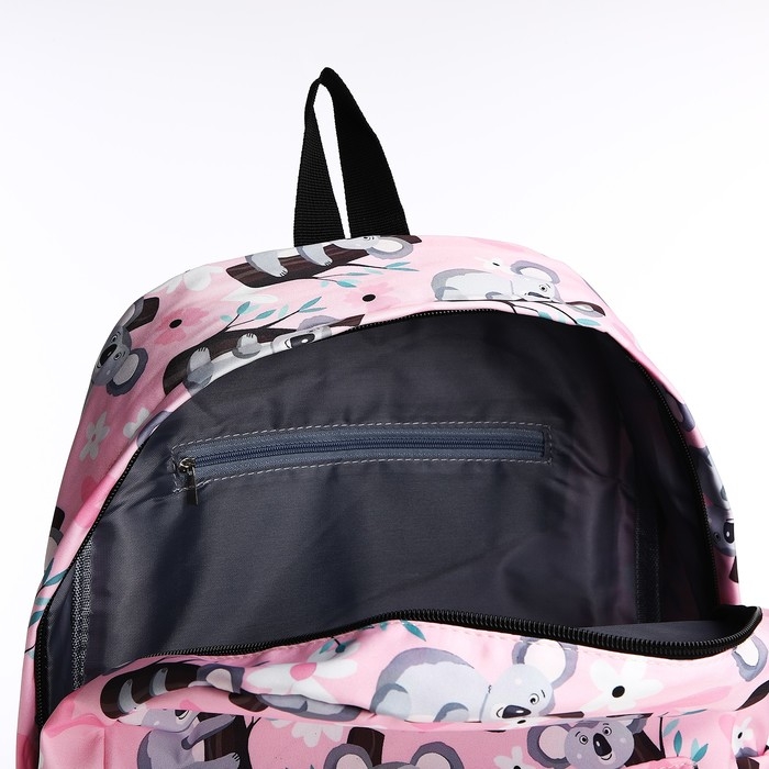 Рюкзак школьный из текстиля, 3 карманов, цвет розовый