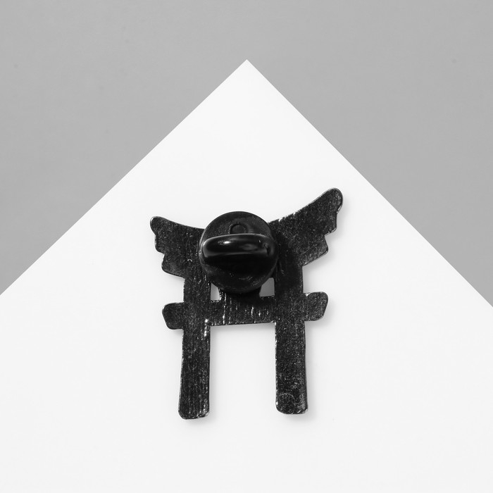 Значок «Япония» врата, цвет чёрно-бордовый в чёрном металле Значок «Япония» врата, цвет чёрно-бордовый в чёрном металле