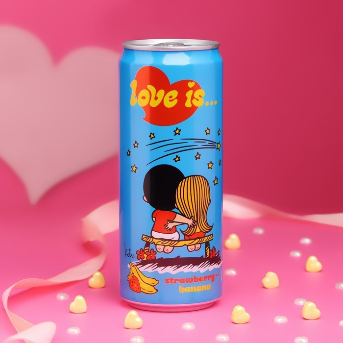 Вода газированная Love is, с клубникой и бананом, 330 мл Вода газированная Love is, с клубникой и бананом, 330 мл