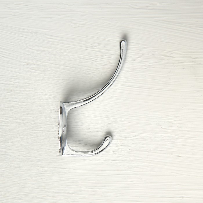 Крючок мебельный ТУНДРА TKD012, двухрожковый, хром Крючок мебельный ТУНДРА TKD012, двухрожковый, хром