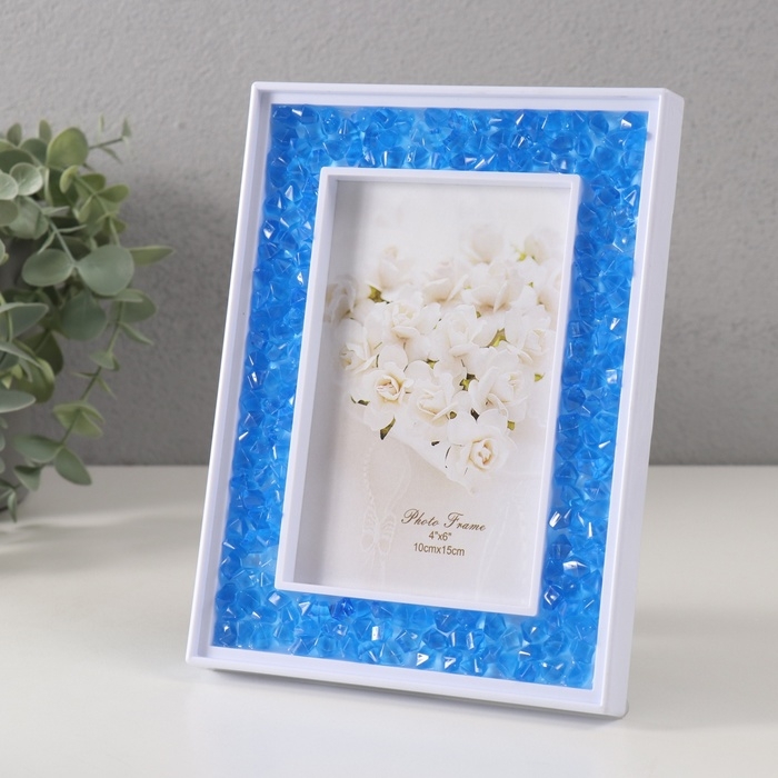 Фоторамка пластик 10х15 см Фоторамка пластик 10х15 см "Синие камешки" 2х14,7х19,7 см