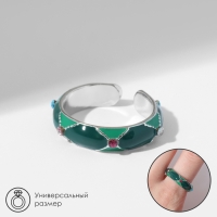 Кольцо «Орнамент» мульти, цвет зелёный в серебре, безразмерное