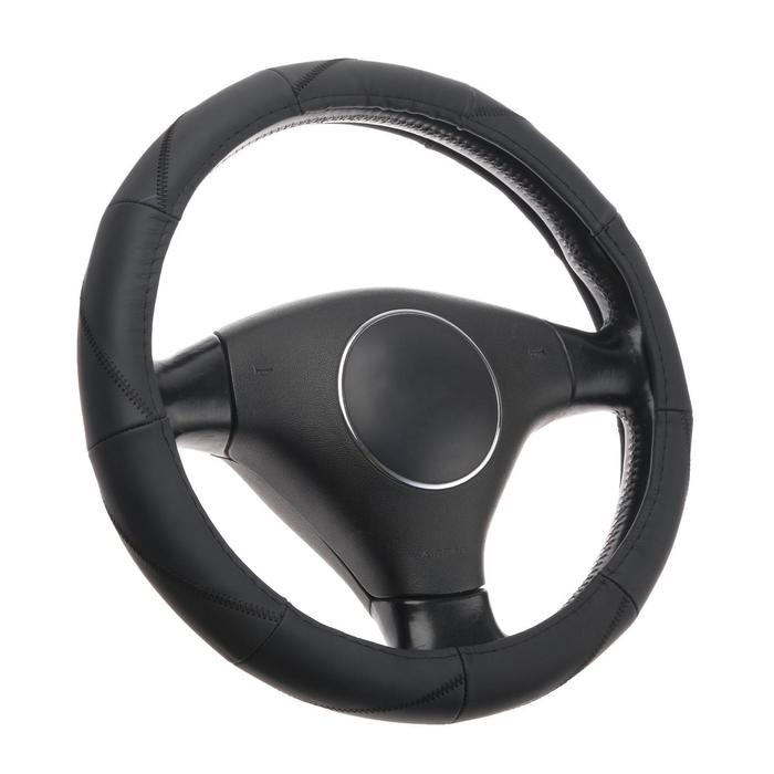 Оплётка TORSO, натуральная кожа, размер 38 см, черный Оплётка TORSO, натуральная кожа, размер 38 см, черный