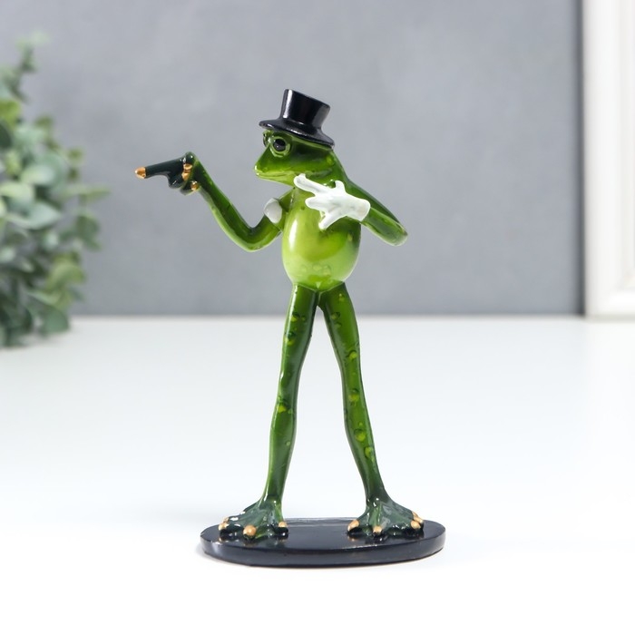 Сувенир полистоун лак Сувенир полистоун лак "Лягуха в шляпе - Ты" 15х6х9 см