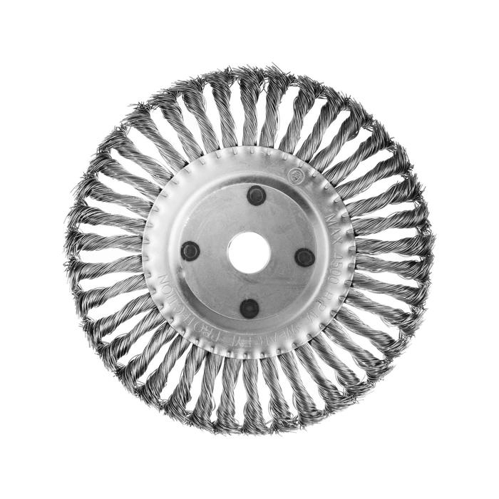 Щетка металлическая для УШМ ЛОМ, крученая проволока, плоская, посадка 22 мм, 200 мм Щетка металлическая для УШМ ЛОМ, крученая проволока, плоская, посадка 22 мм, 200 мм