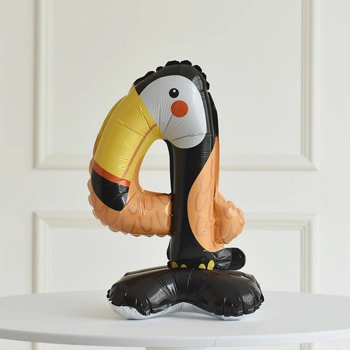 Шар фольгированный 24 Шар фольгированный 24" «Цифра 4» на подставке, тукан