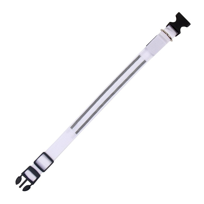 Ошейник с подсветкой Двойная полоса размер М, ОШ 40-48 х 2,5 см, 3 режима свечения белый Ошейник с подсветкой Двойная полоса размер М, ОШ 40-48 х 2,5 см, 3 режима свечения белый