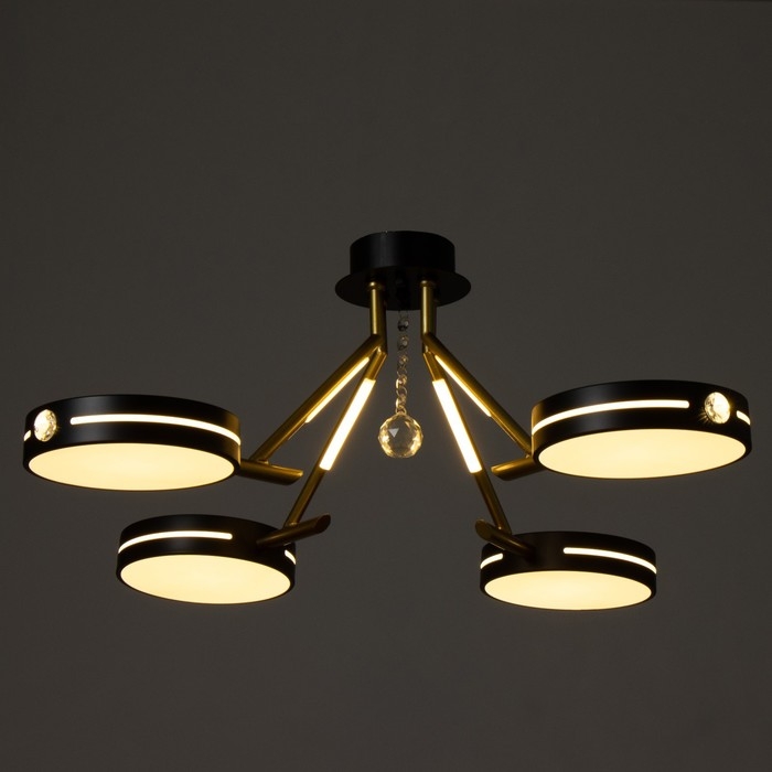 Люстра Люстра "Антеко" 4хLED 104Вт 3000-6000К черно-золотой 65х65х27 см BayerLux