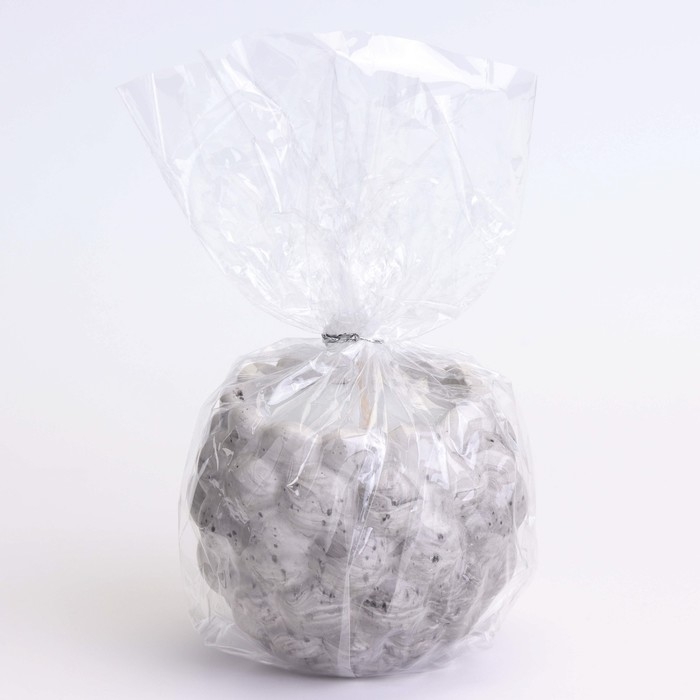 Свеча  Свеча "Шар" в подсвечнике с шарообразными гранями из гипса,8х7см,мрамор с чёрными полосками