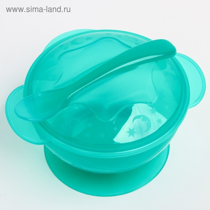 Набор детской посуды, 3 предмета: миска на присоске 330 мл, крышка, ложка, от 5 мес., цвета МИКС Набор детской посуды, 3 предмета: миска на присоске 330 мл, крышка, ложка, от 5 мес., цвета МИКС