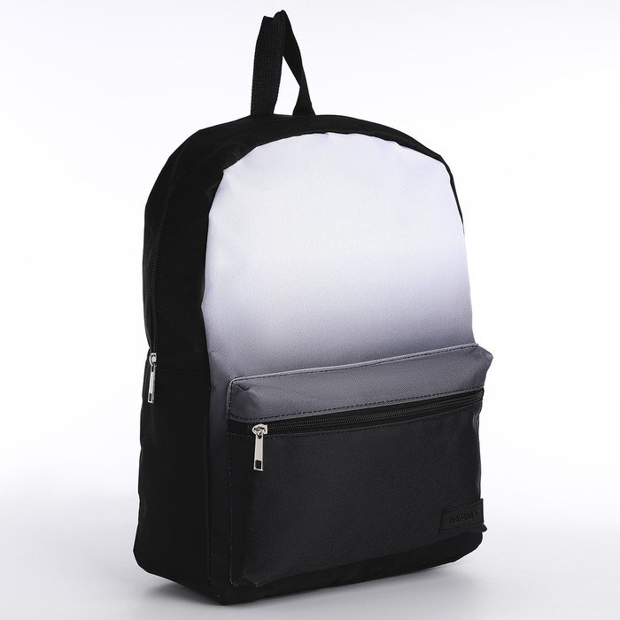 Рюкзак школьный текстильный с белым градиентом, 38х29х11 см, цвет чёрный, отдел на молнии
