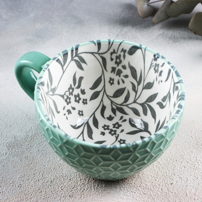 Кружка керамическая «Листья», 290 мл, цвет зелёный Кружка керамическая «Листья», 290 мл, цвет зелёный