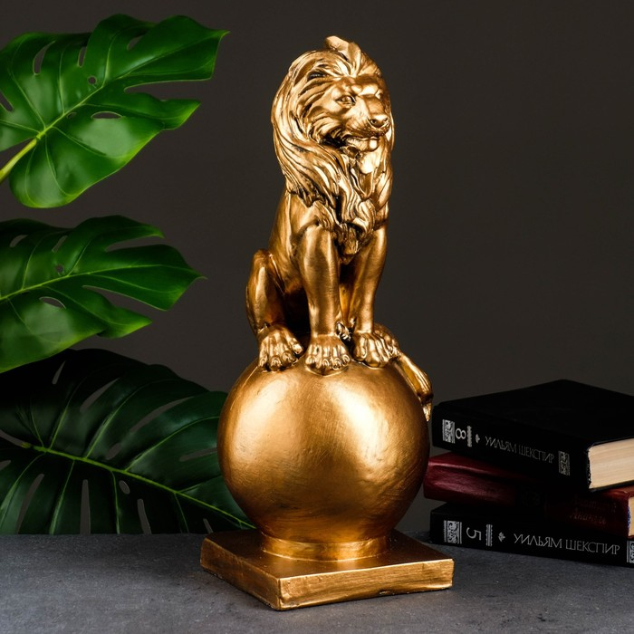 Копилка Копилка "Лев сидя на шаре" бронза, 18х18х42см