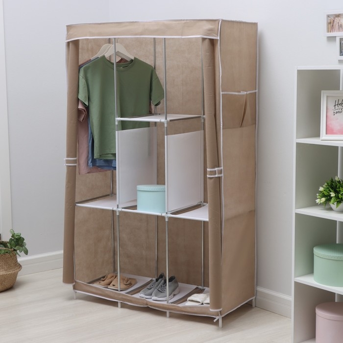 Шкаф тканевый каркасный, складной LaDо́m, 103×45×165 см, цвет бежевый Шкаф тканевый каркасный, складной LaDо́m, 103×45×165 см, цвет бежевый
